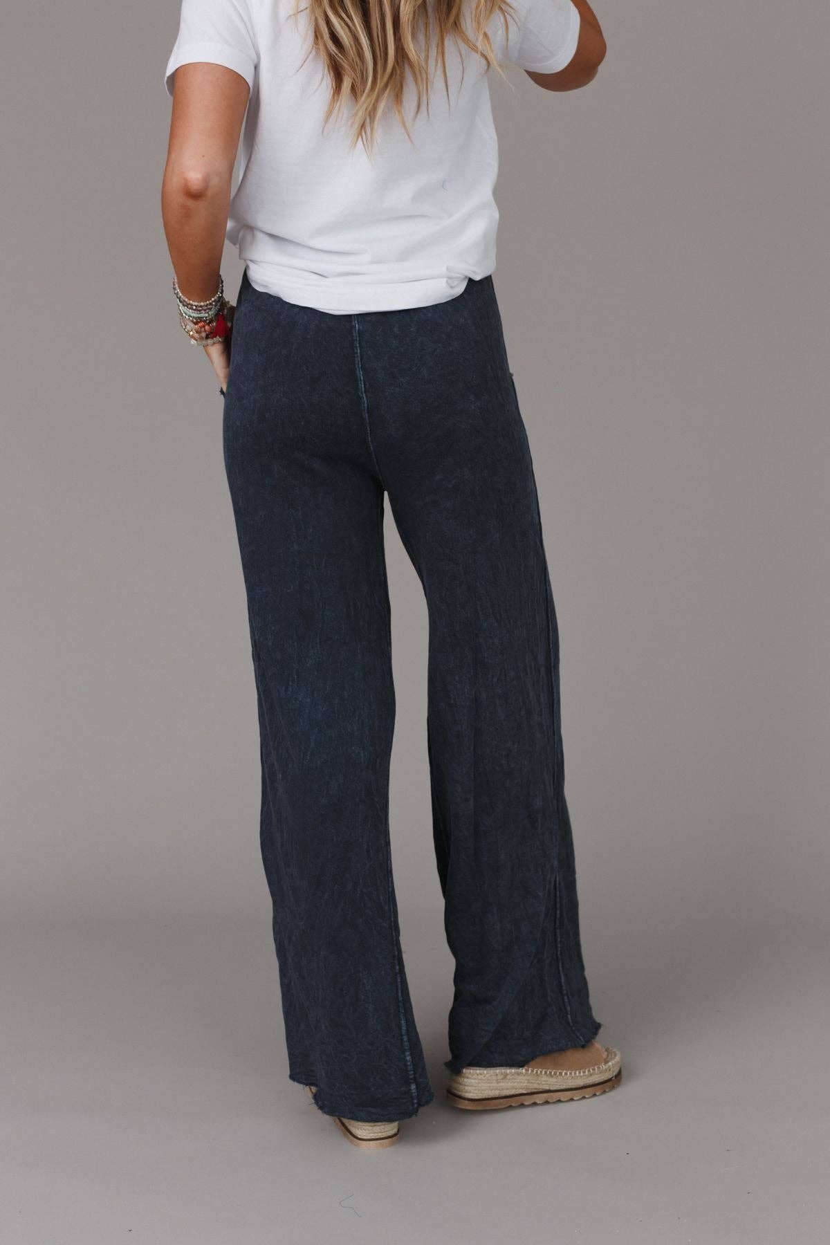 Tidal Drift Wide Leg Pant - Navy Vintage Wash