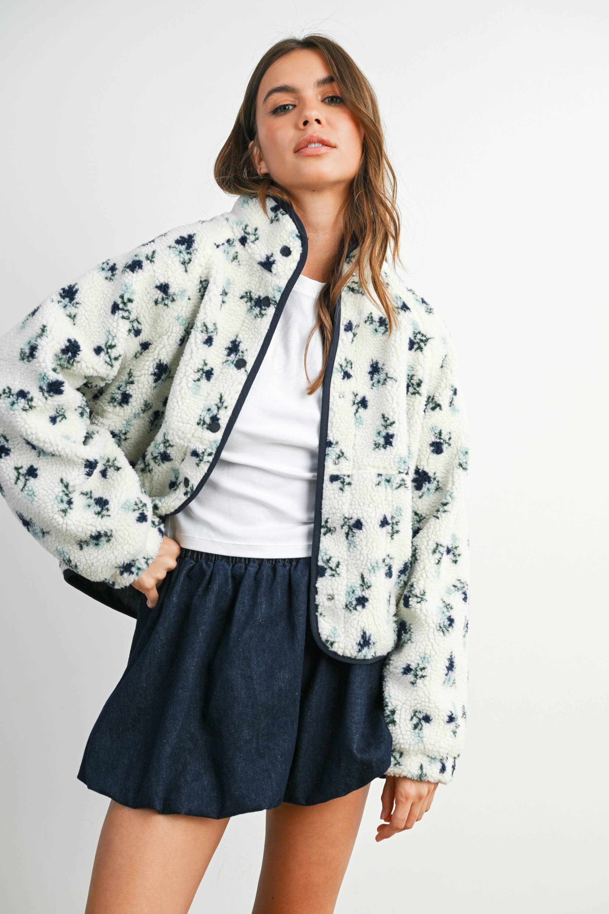 Baby Blue Eyes Floral Sherpa
