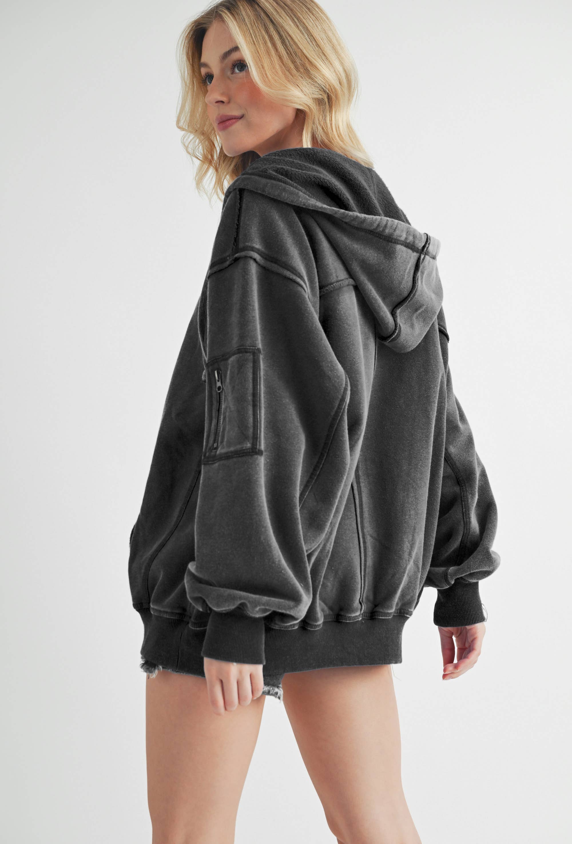 Shorebloom Zip Hoodie: Black