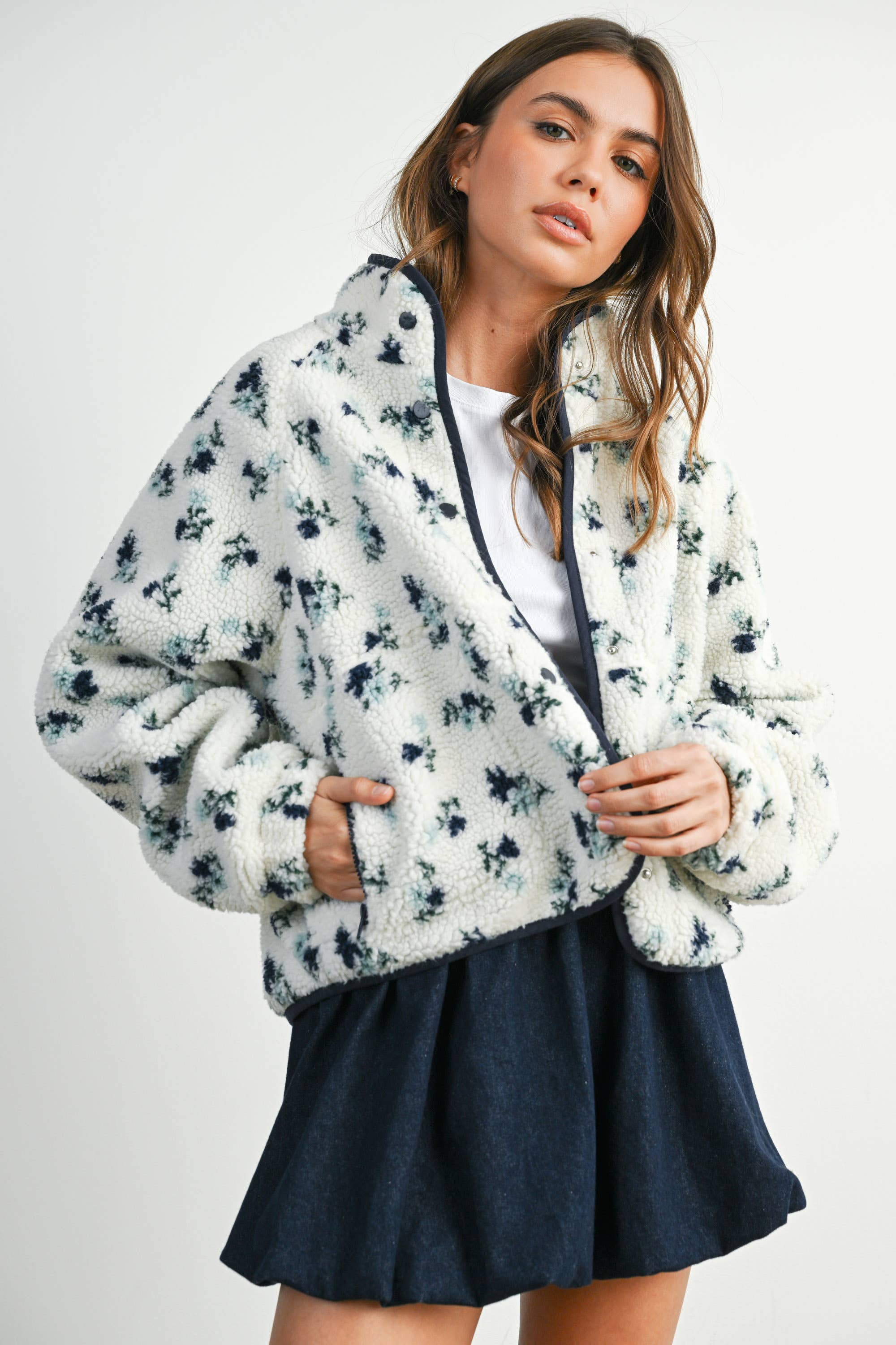 Baby Blue Eyes Floral Sherpa