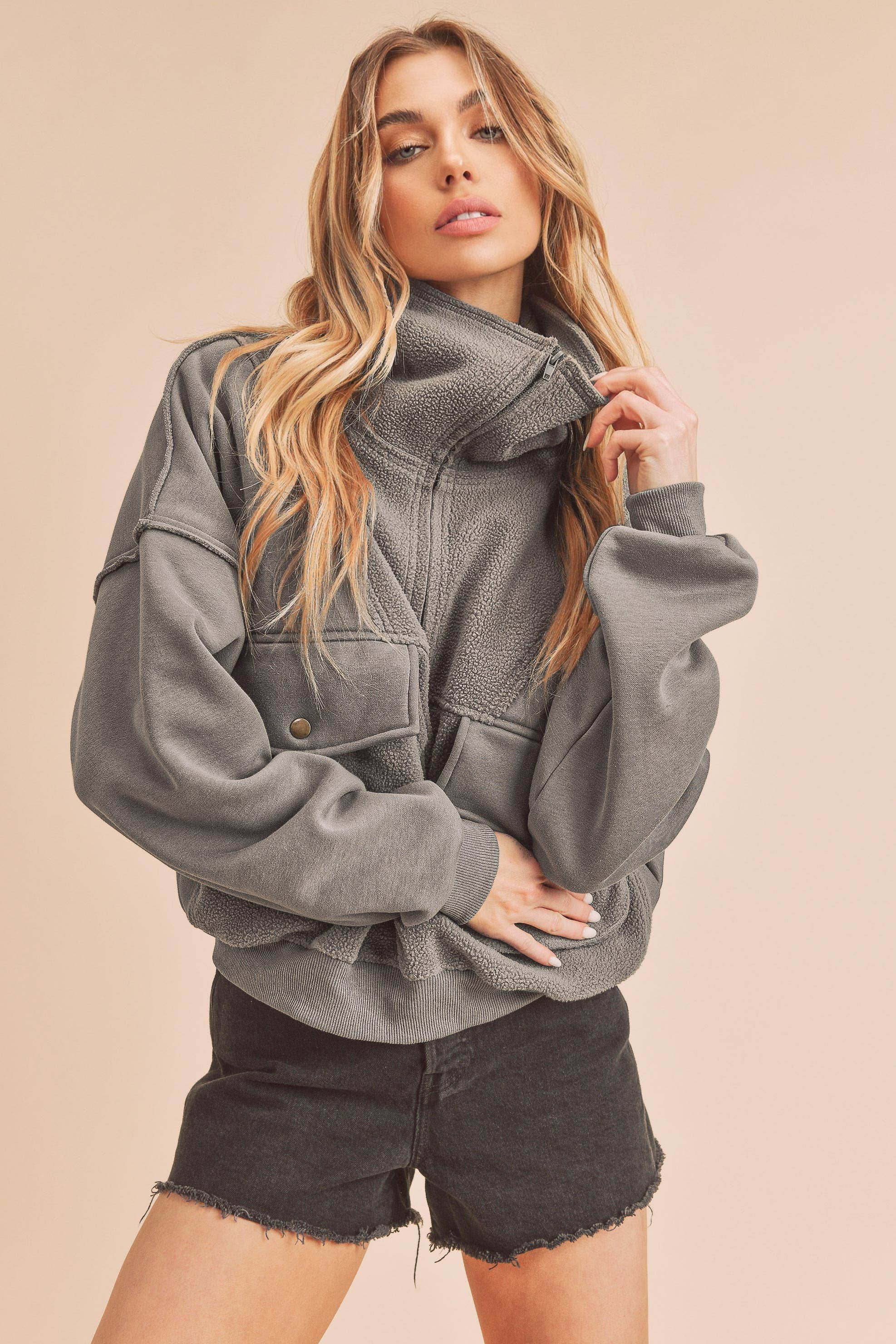 Harbor Haze Quarter Zip: Gray
