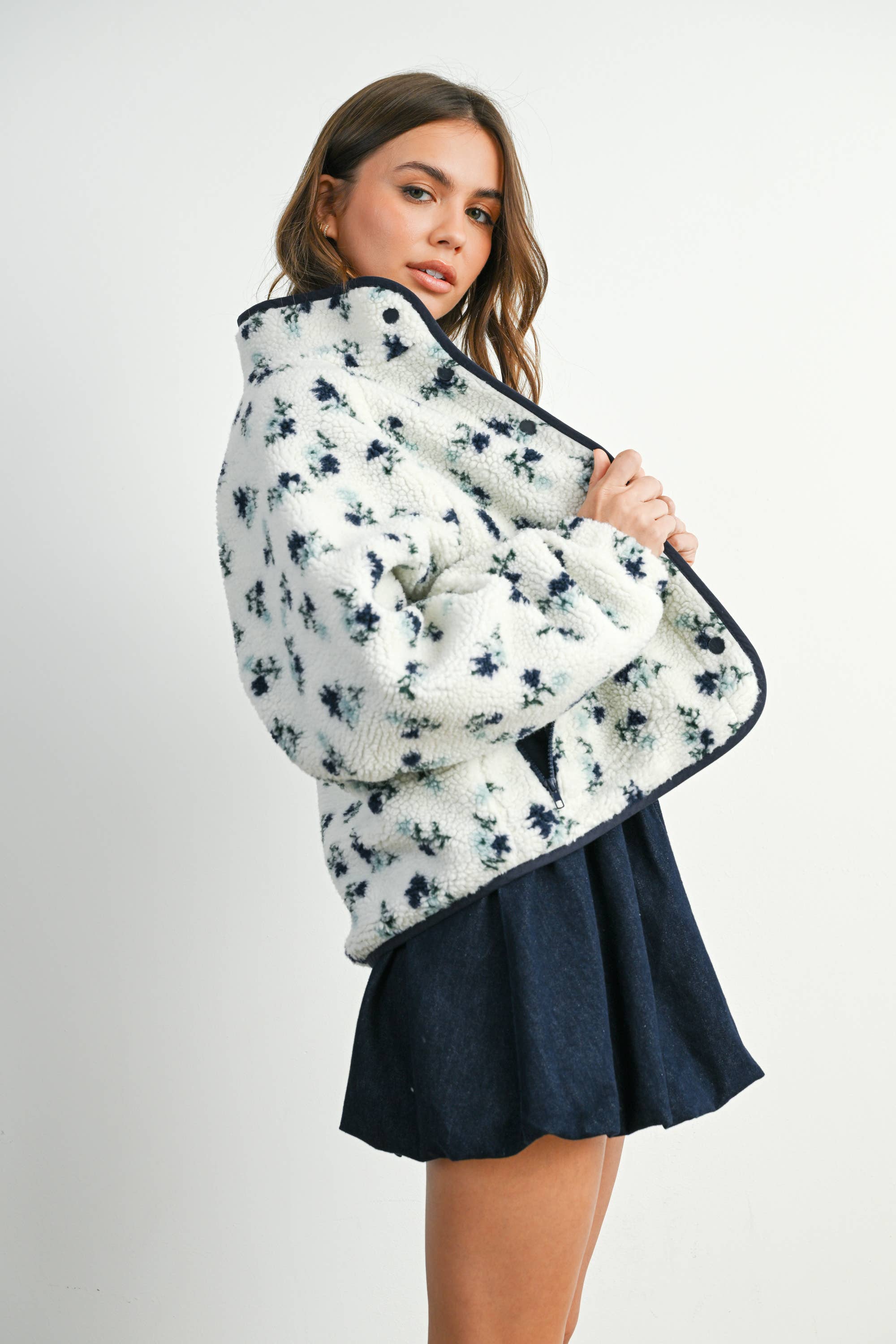 Baby Blue Eyes Floral Sherpa