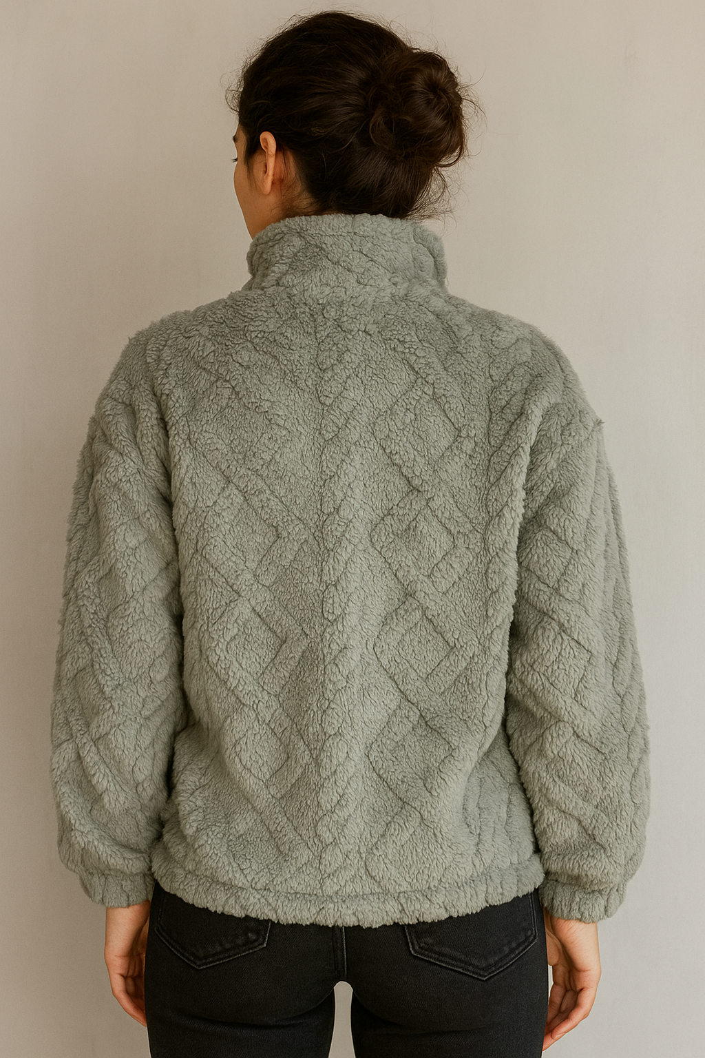 Cocoa Tide 1/4 Zip Mock Neck: Grey / S/M