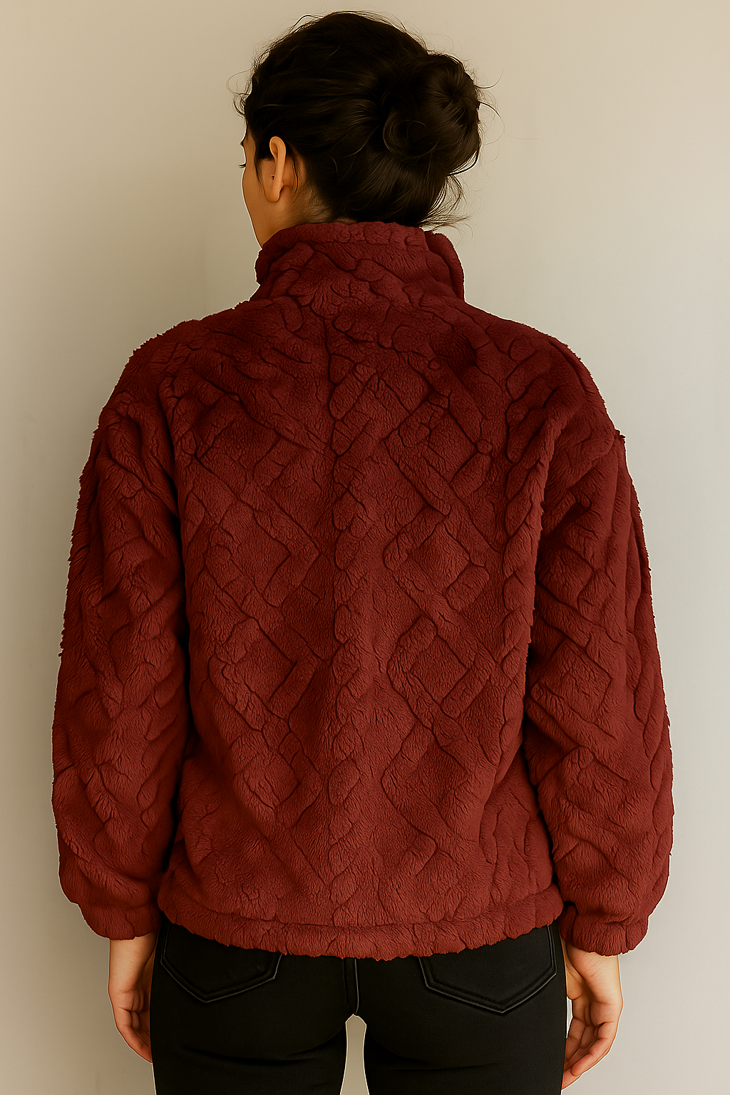 Cocoa Tide 1/4 Zip: Wine / S/M