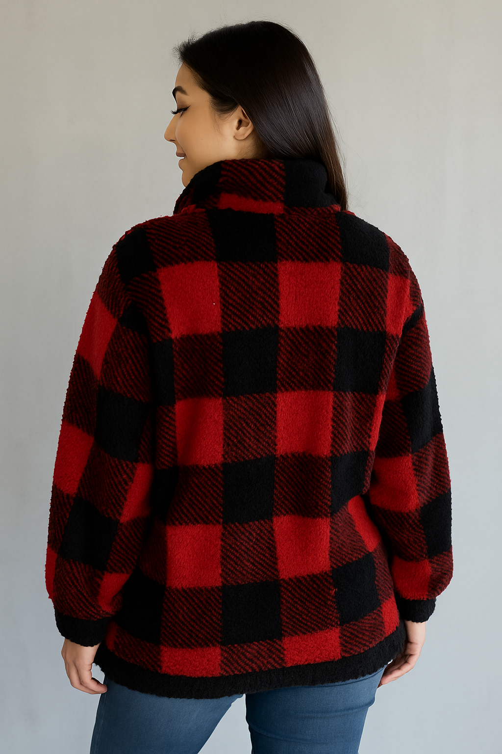 Shoreline Fireside Half Zip: Quilted-Red/Black / S/M