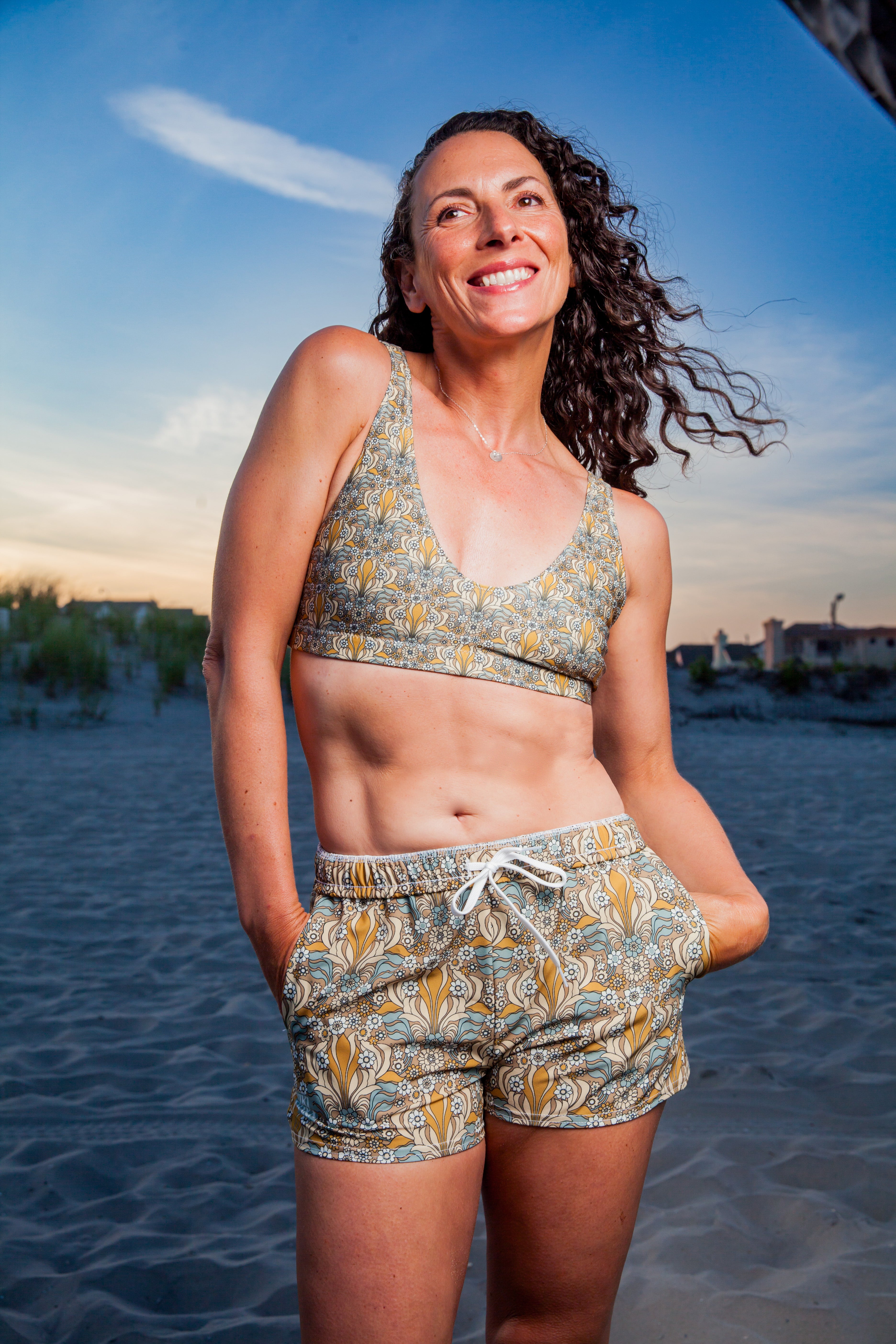 Niki Roxx Golden Mrs Roper Printed Bikini Top
