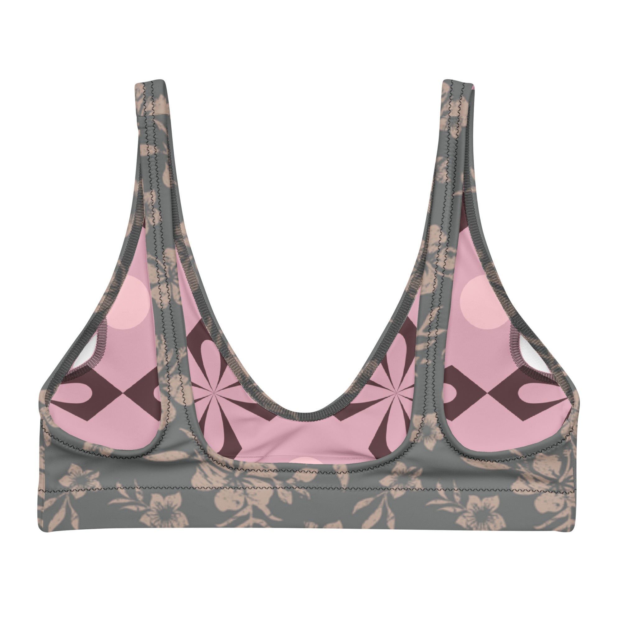 Niki Roxx Grey Kailani Printed Bikini Top