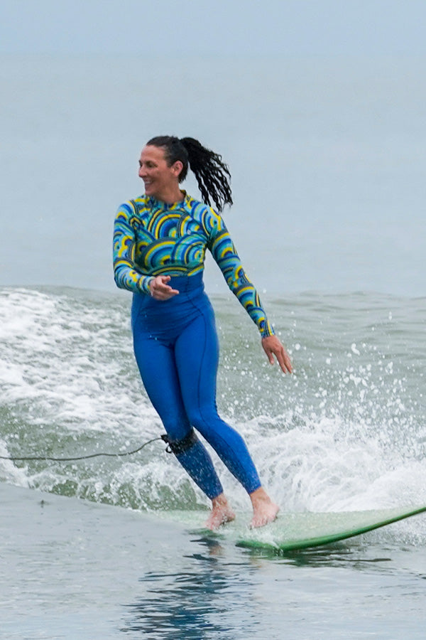 Niki Roxx Ocean City Rash Guard Blue Waves Print