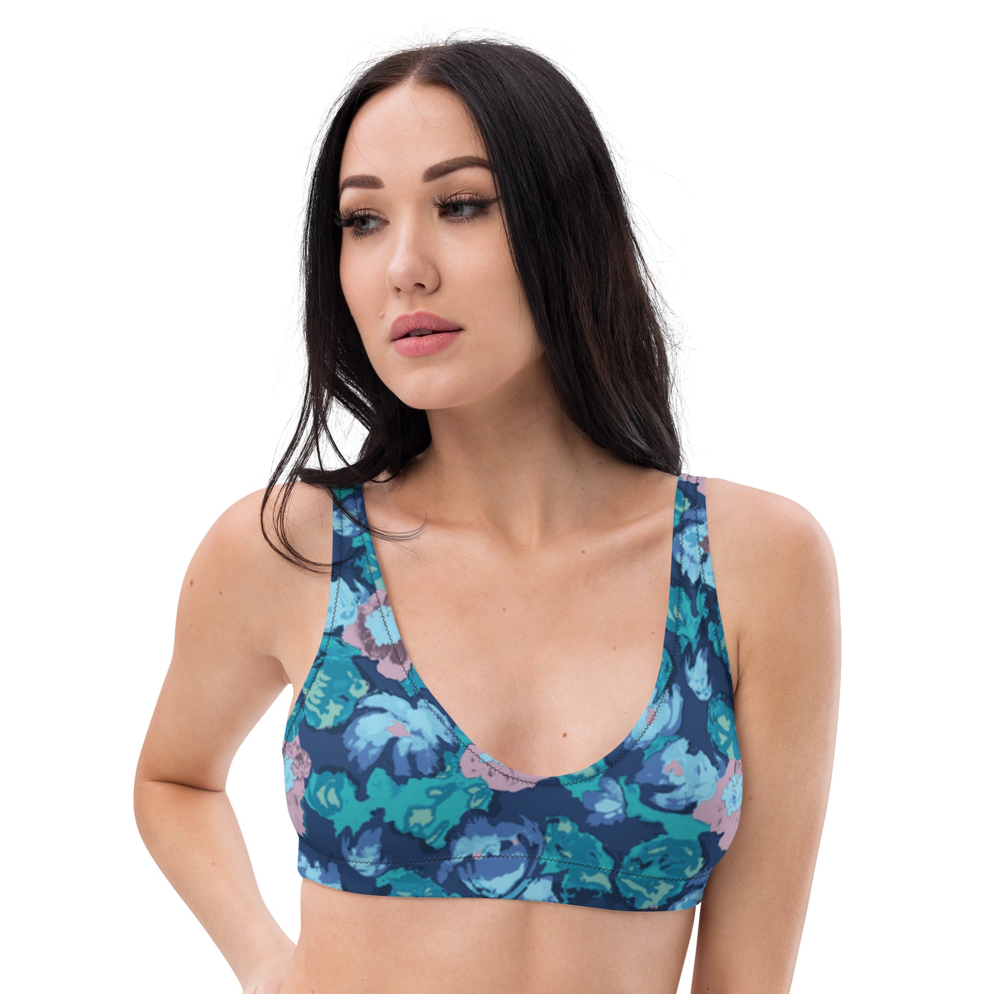 Niki Roxx Watercolor Floral Printed Bikini Top