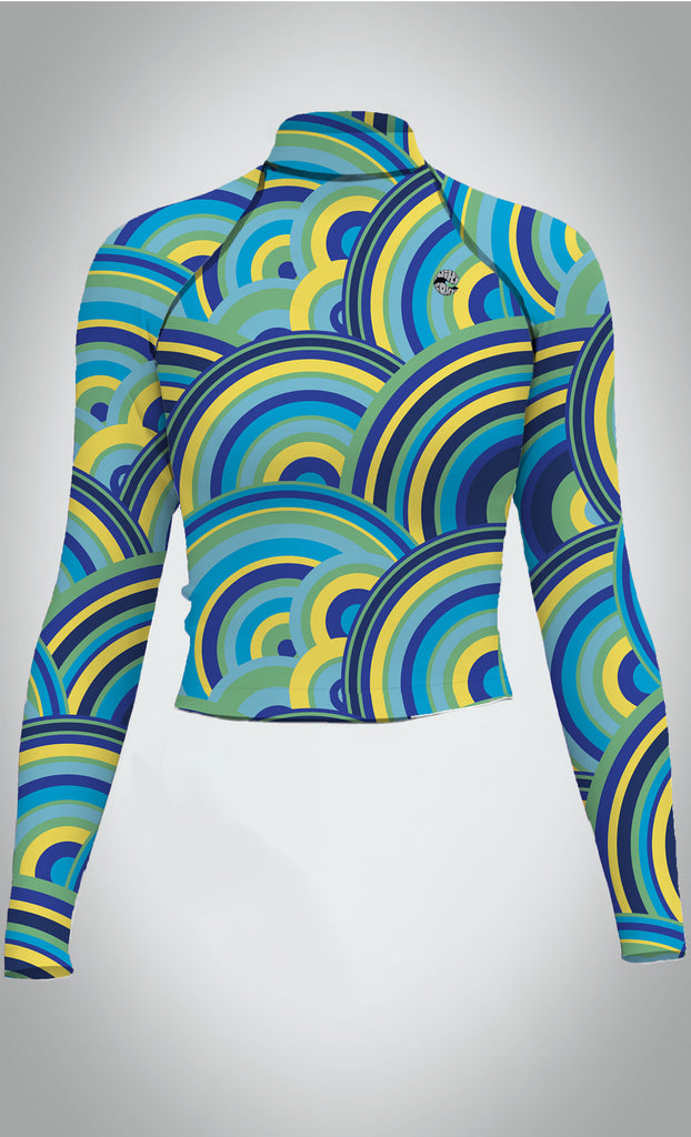 Ocean City Long Sleeve Rash Guard In Rainbow Blue - Without Model