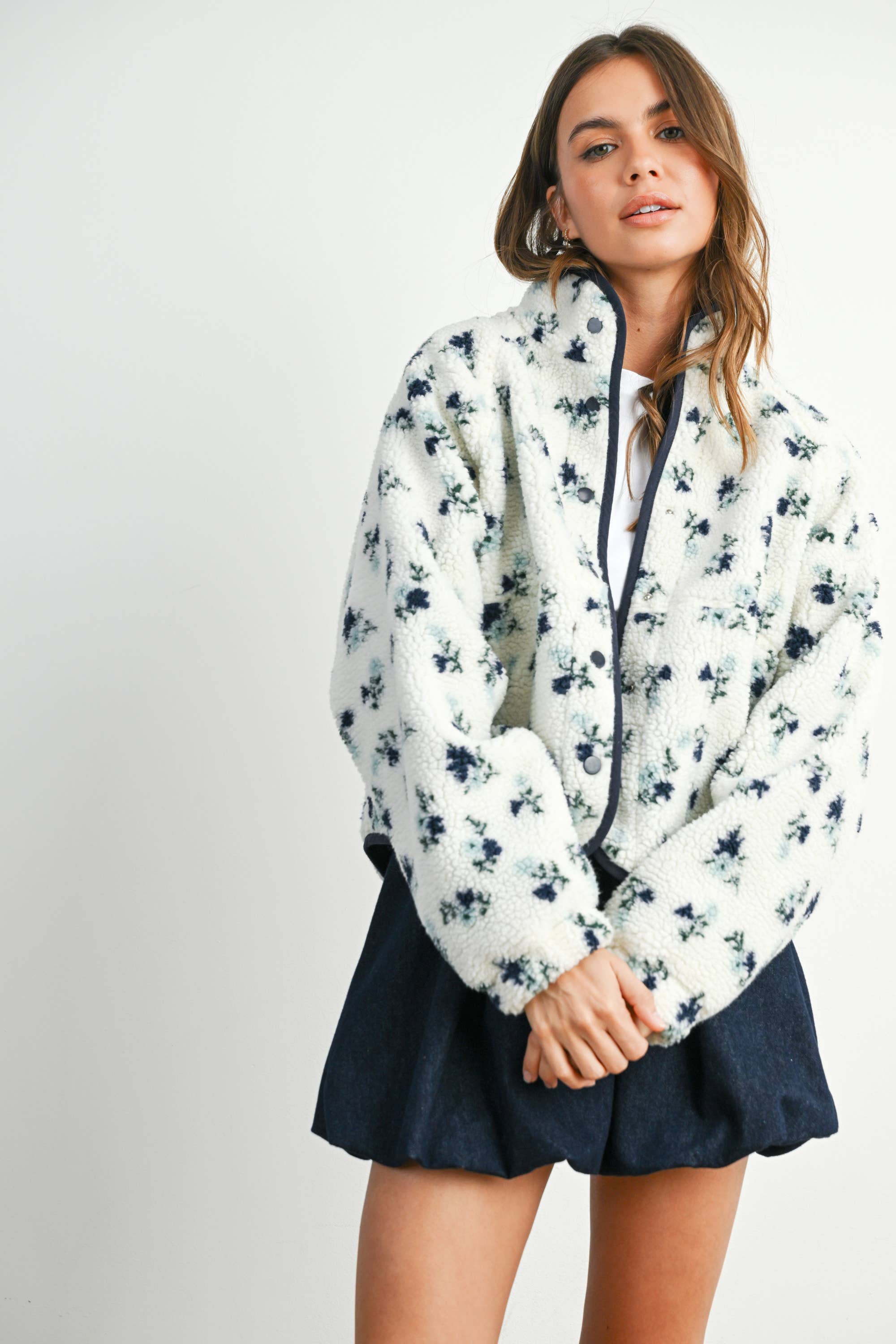 Baby Blue Eyes Floral Sherpa