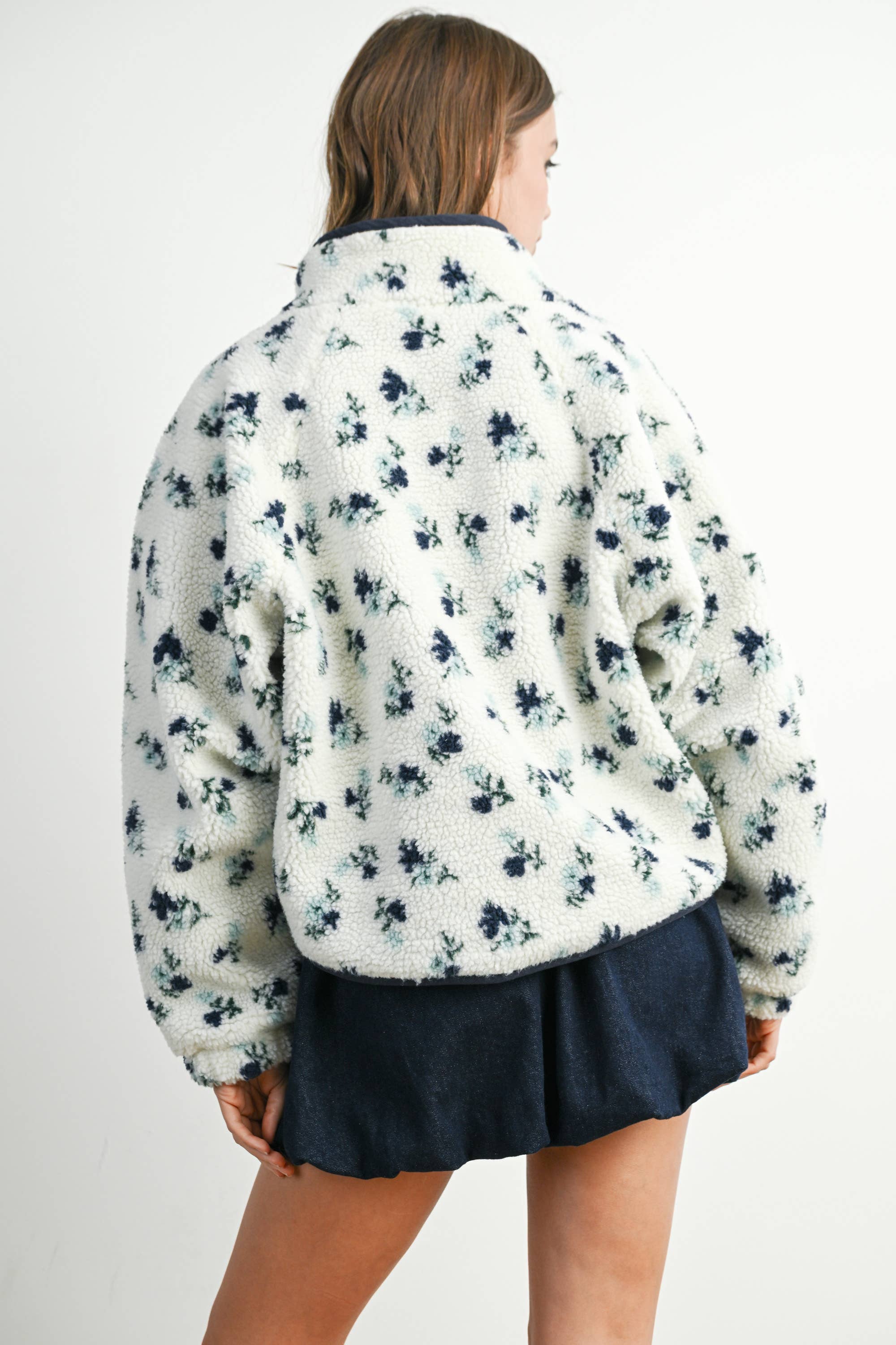 Baby Blue Eyes Floral Sherpa