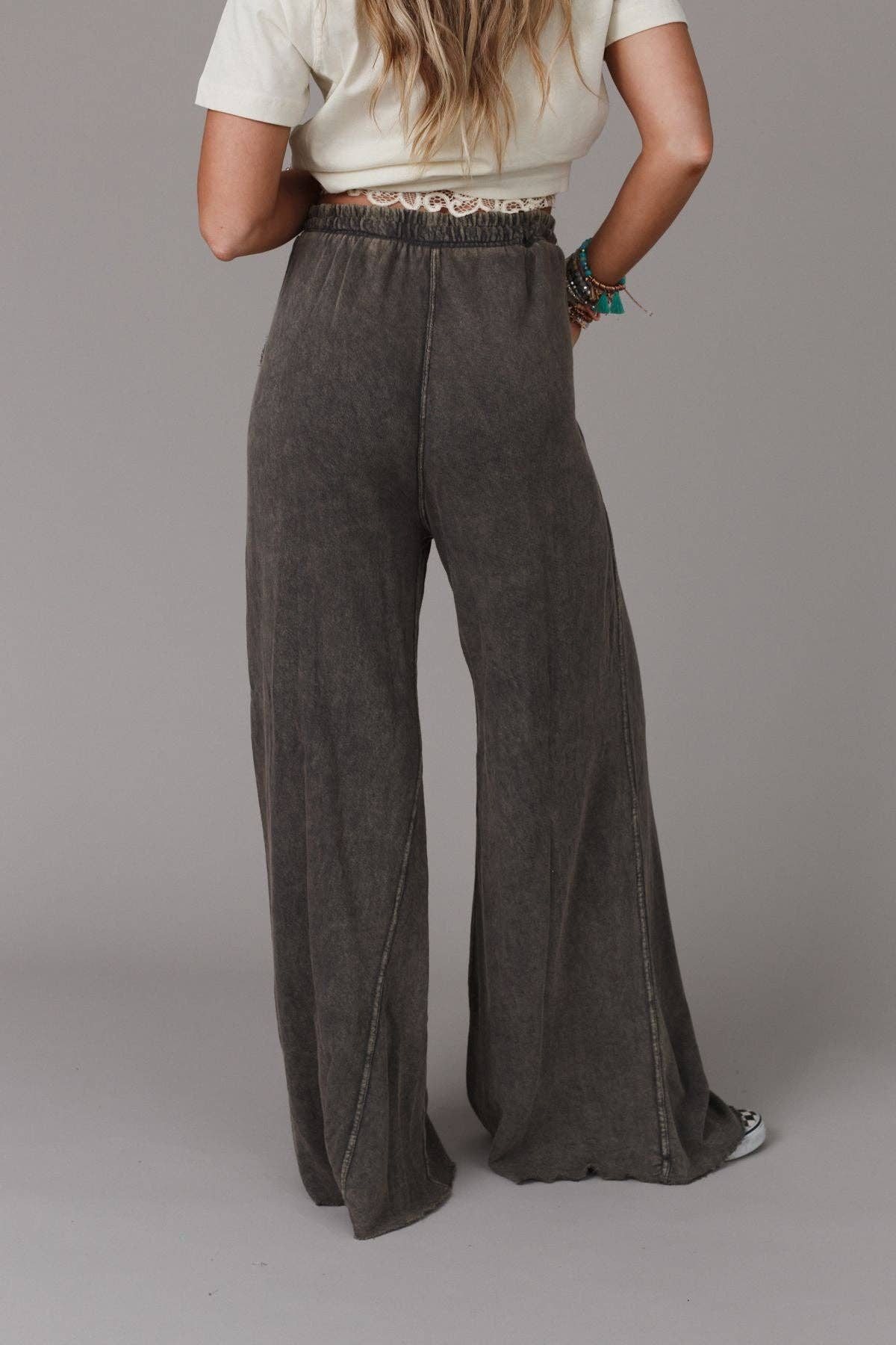 Tidal Drift Wide Leg Pant  -  Charcoal Vintage Wash