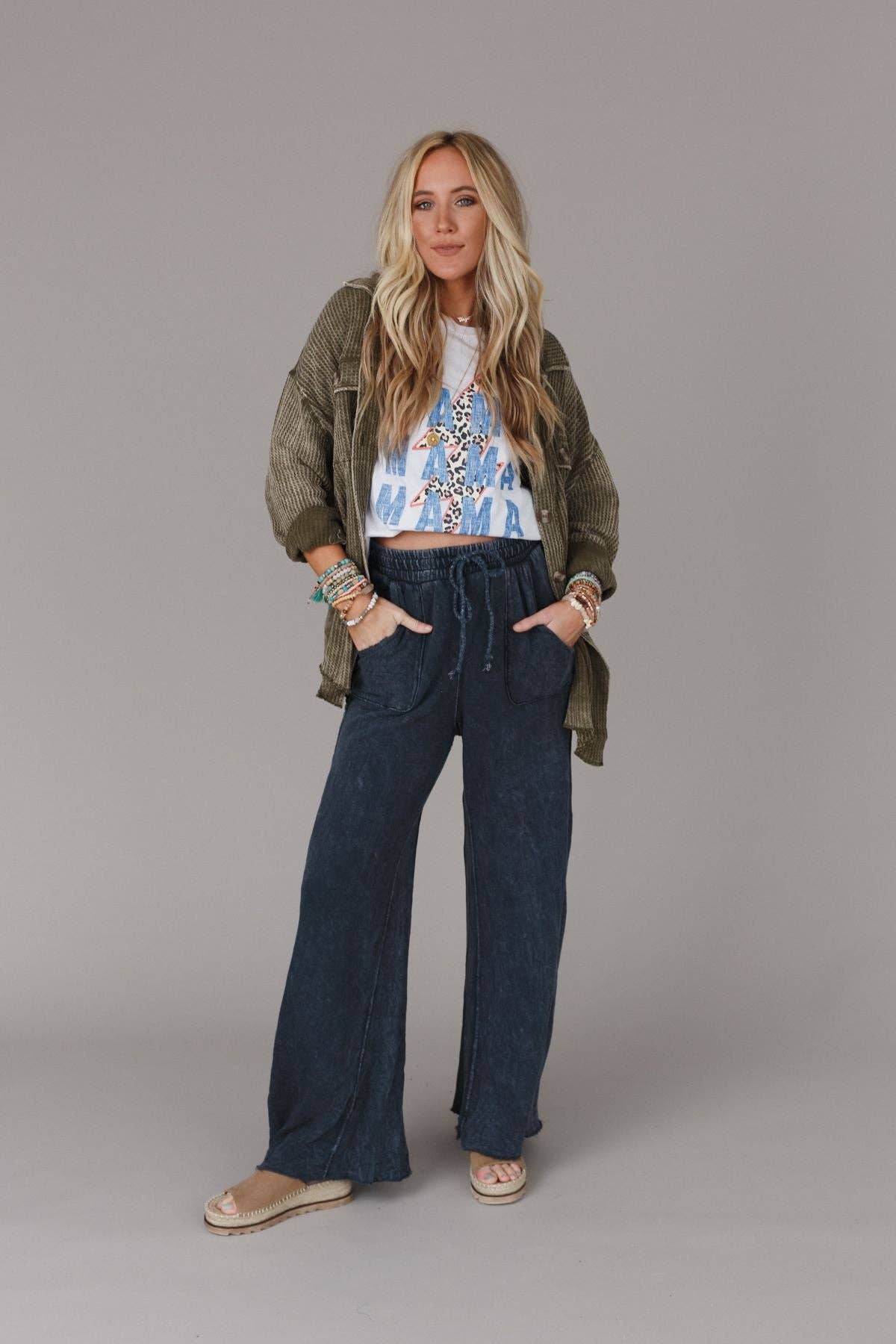 Tidal Drift Wide Leg Pant - Navy Vintage Wash
