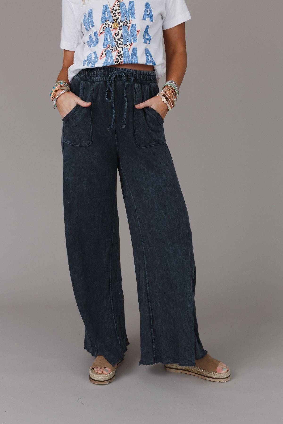 Tidal Drift Wide Leg Pant - Navy Vintage Wash