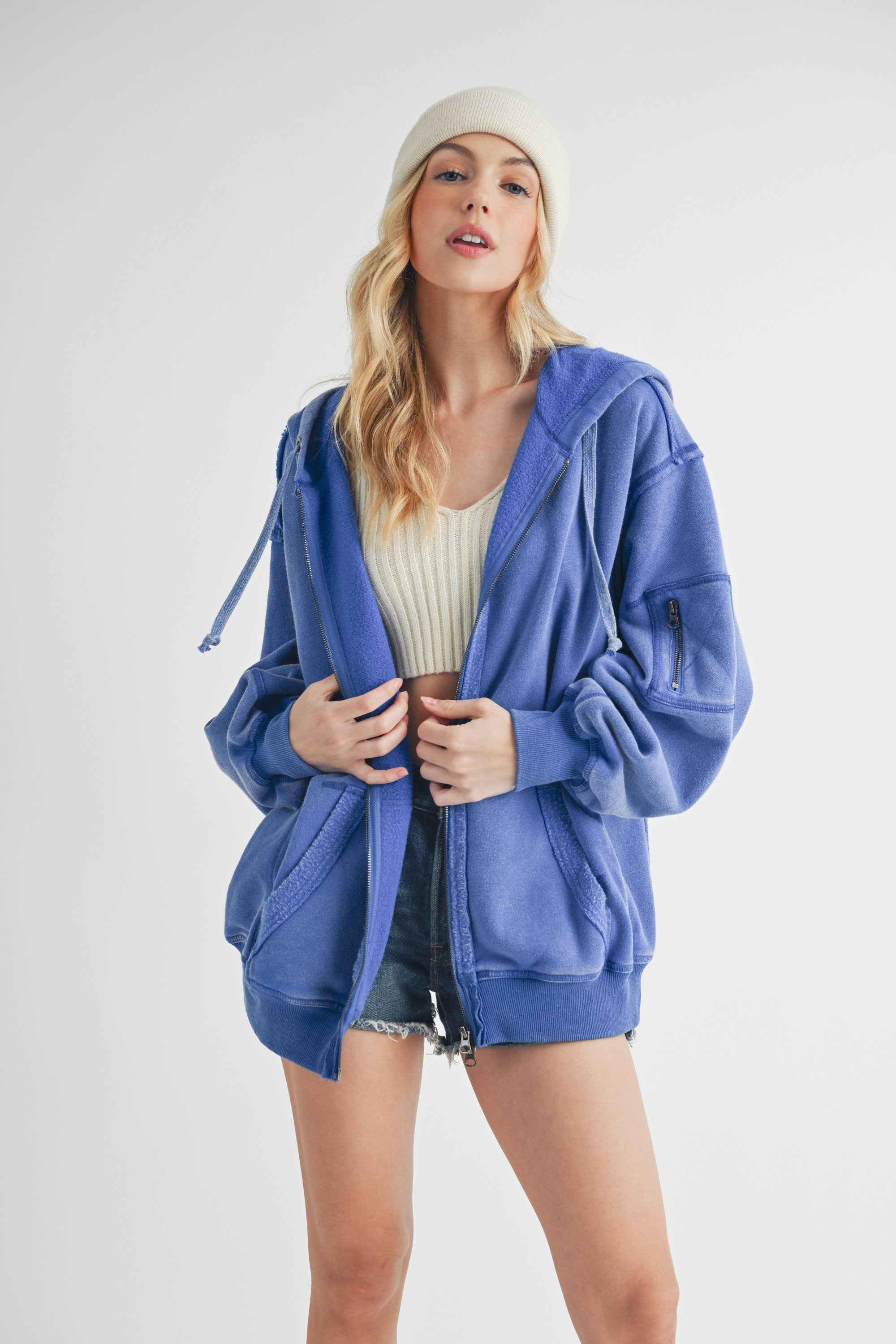 Shorebloom Zip Hoodie: Blue